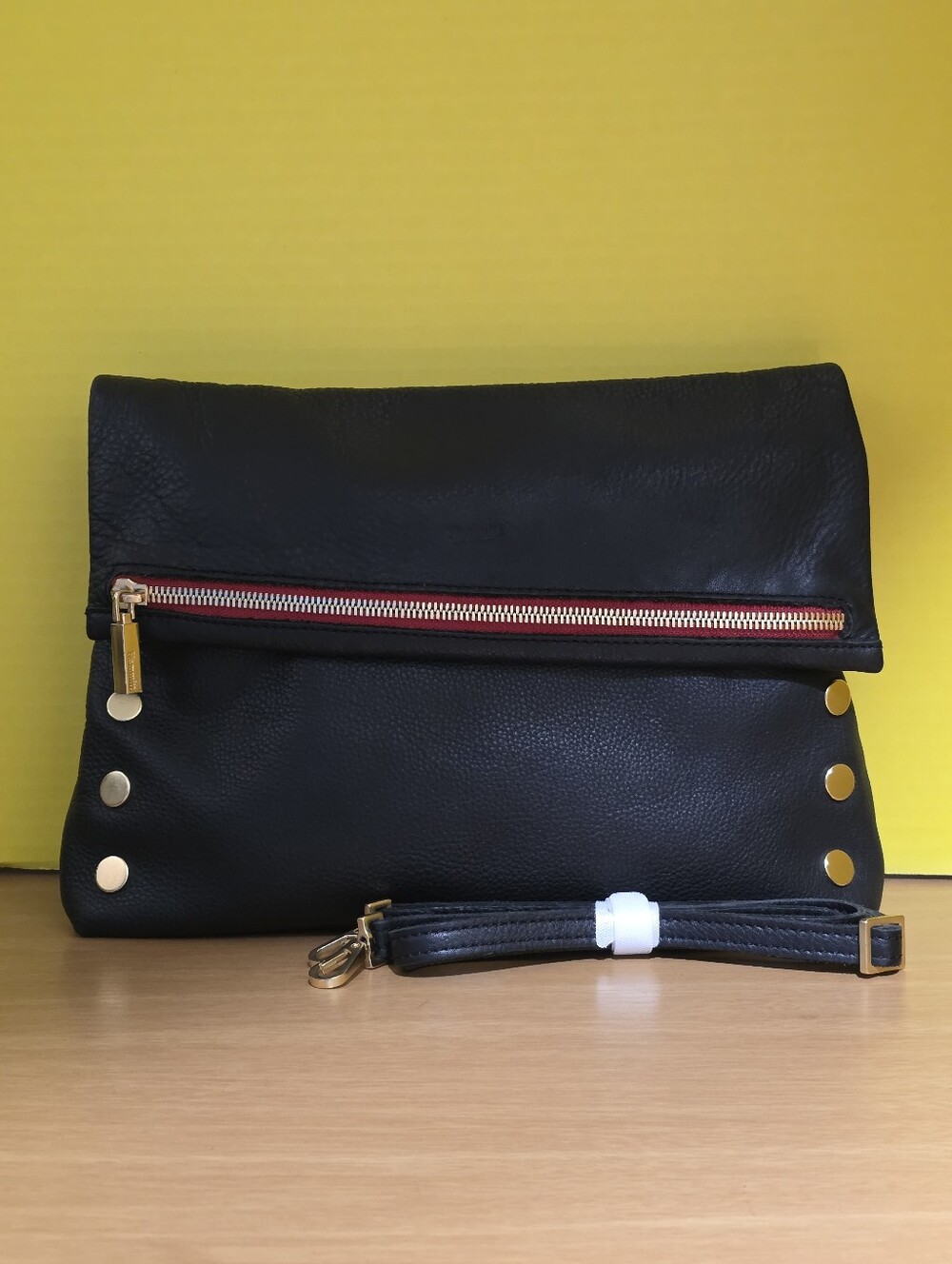 Hammitt Large Black Leather Vip with Gold Accents
